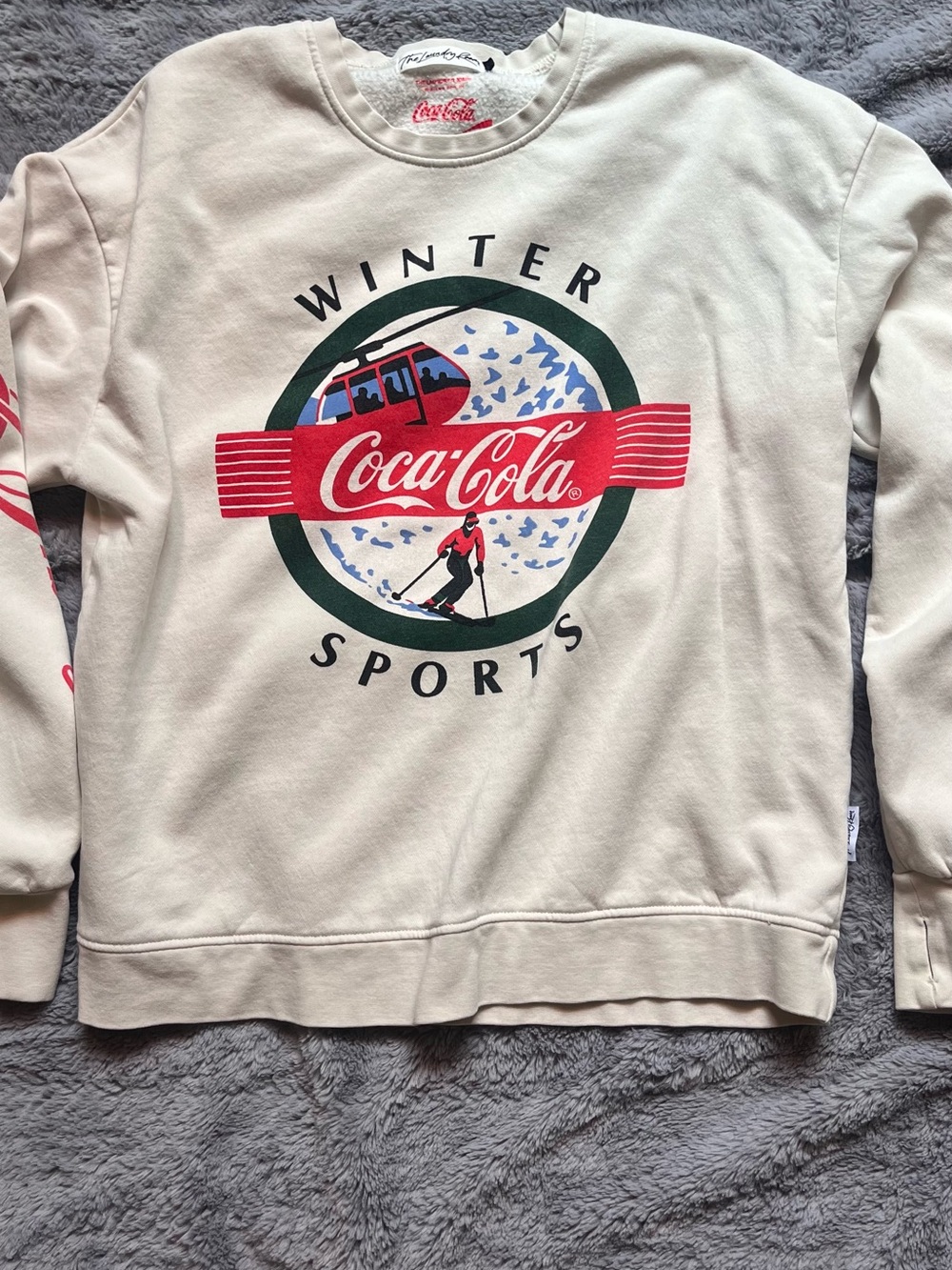 The Laundry Room Cream Crewneck with Red and Green Graphic